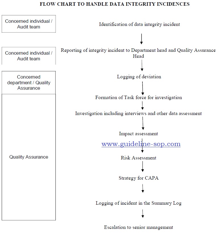 FLOW CHART TO HANDLE DATA INTEGRITY INCIDENCES